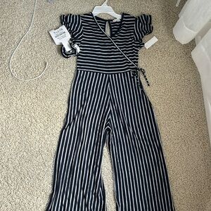 Navy And White Striped Knitworks Jumper